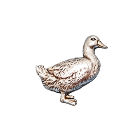 Handcrafted pewter duck pin badge featuring a detailed British waterfowl design.