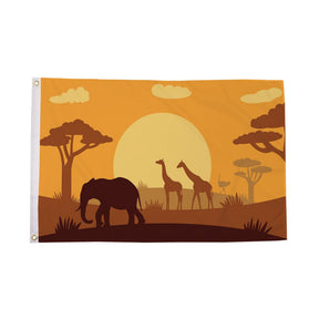 Flagmania African Animals Silhouette 5ft x 3ft Polyester Flag