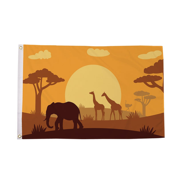 Flagmania African Animals Silhouette 5ft x 3ft Polyester Flag
