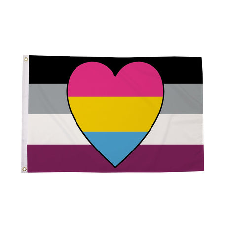 Flagmania Asexual Panromantic Heart 5ft x 3ft Polyester Flag