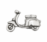 Pewter classic Lambretta style scooter lapel pin badge with vintage detailing