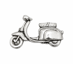 Pewter classic Lambretta style scooter lapel pin badge with vintage detailing