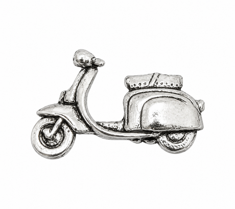 Pewter classic Lambretta style scooter lapel pin badge with vintage detailing