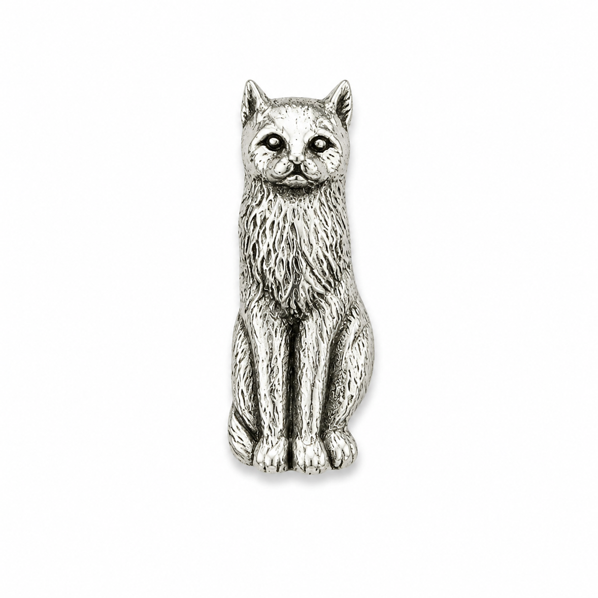 Pewter Sitting Cat Badge Brooch Pin Cat Lover Gift Collectable 32 x 18