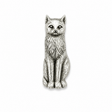 Pewter Sitting Cat Badge Brooch Pin Cat Lover Gift Collectable 32 x 18