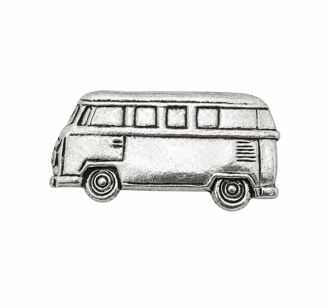 Pewter classic VW camper van side profile lapel pin badge