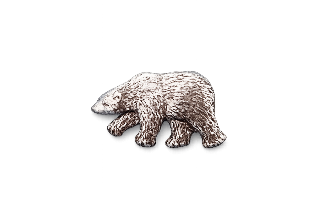 Detailed pewter polar bear pin badge with butterfly clutch fastening