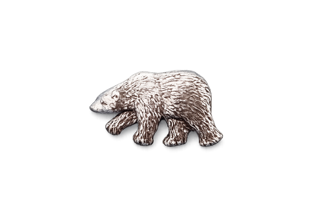 Detailed pewter polar bear pin badge with butterfly clutch fastening