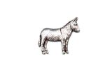 Handcrafted pewter running horse pin badge featuring a galloping horse with butterfly clutch fastening on a white background.