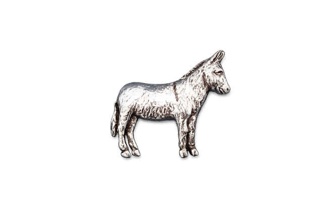 Handcrafted pewter running horse pin badge featuring a galloping horse with butterfly clutch fastening on a white background.