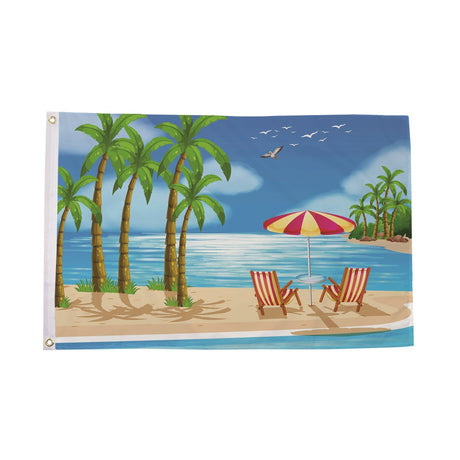Flagmania Beach Parasol Scene 5ft x 3ft Polyester Flag