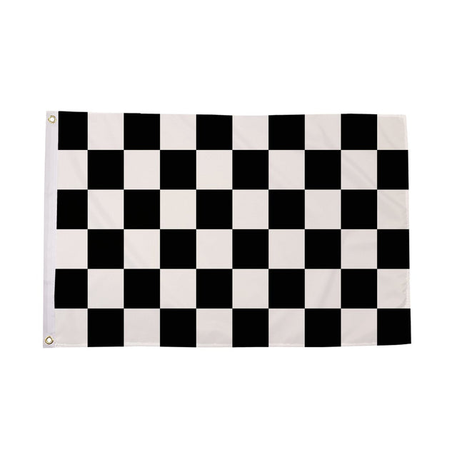 Flagmania Black and White Check 3ft x 2ft Polyester Flag on white background