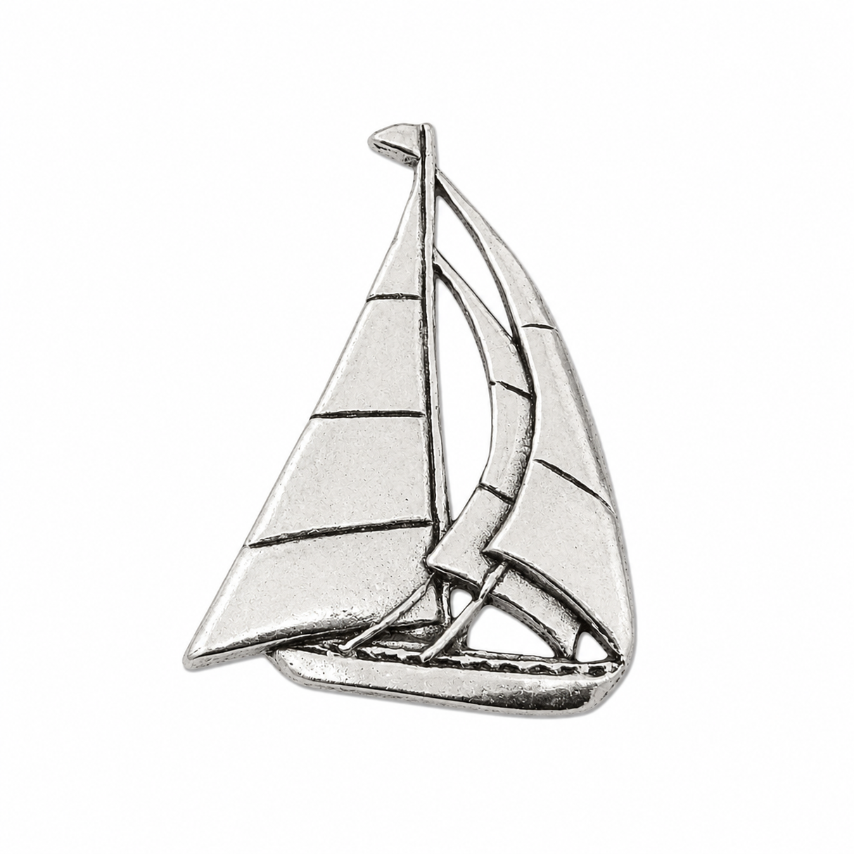 Pewter windsurfing lapel pin badge featuring windsurfer with board and sail