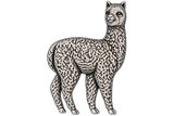 Detailed pewter Alpaca pin badge with textured fleece and butterfly clutch fastening on a white background.