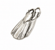 Pewter diving fins flippers pin badge for scuba divers on white background