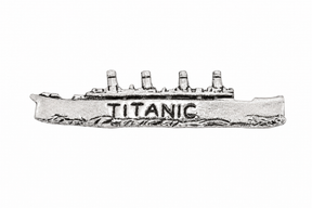 Pewter RMS Titanic ocean liner ship lapel pin badge with four funnels