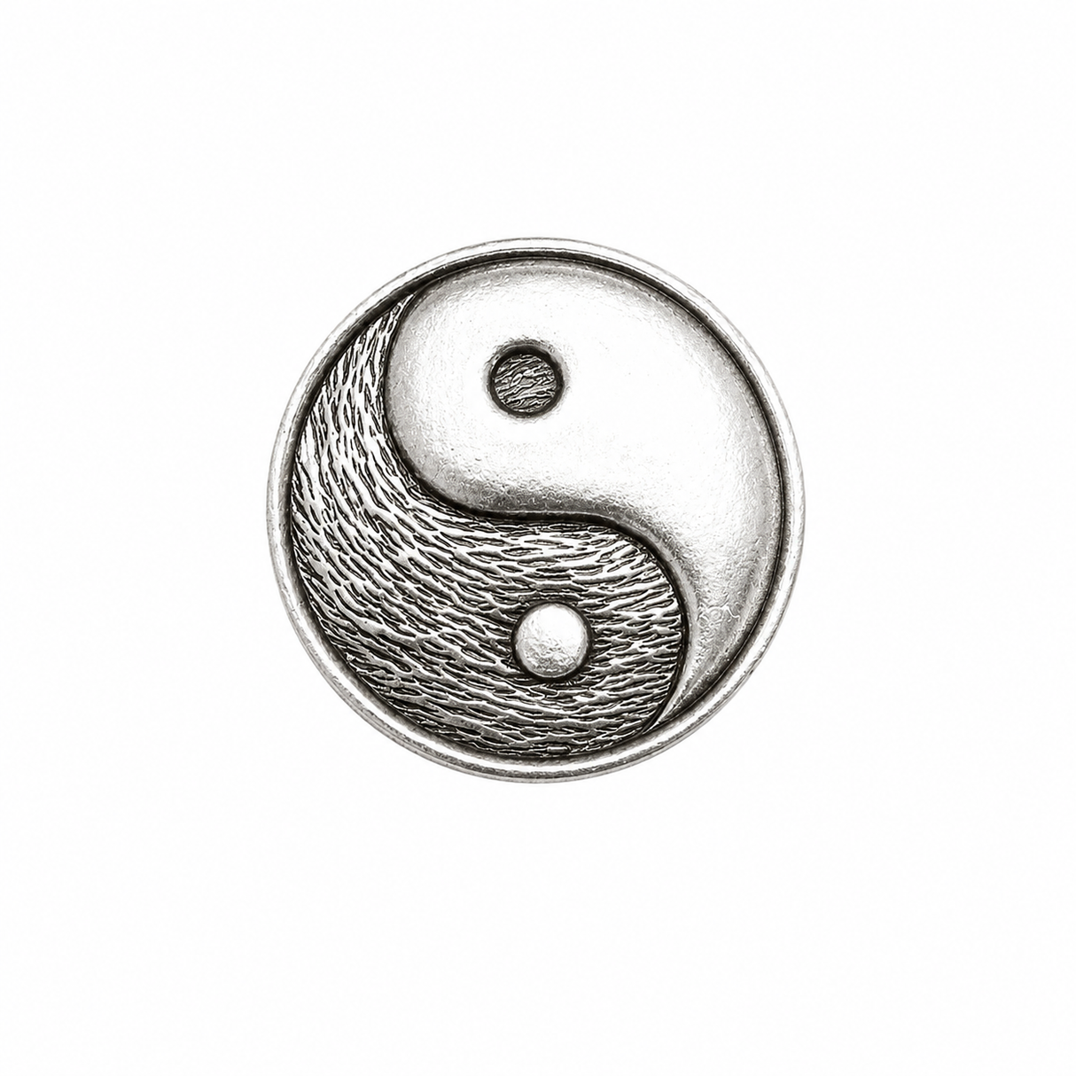 Pewter Yin Yang balance and harmony symbol pin badge
