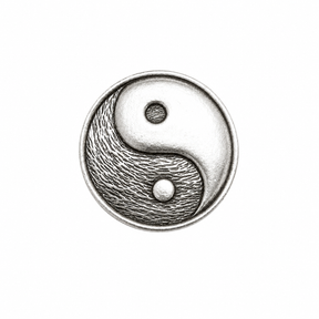 Pewter Yin Yang balance and harmony symbol pin badge