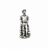 Pewter collier coal miner pin badge with traditional mining equipment