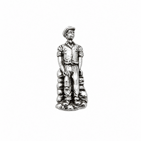 Pewter collier coal miner pin badge with traditional mining equipment