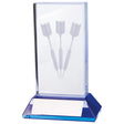 Personalised Davenport Darts Crystal Award 110mm – Blue Tinted with Free Engraving