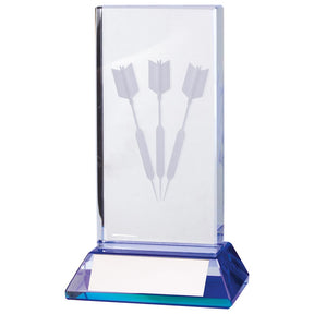 Personalised Davenport Darts Crystal Award 120mm – Blue Tinted with Free Engraving 