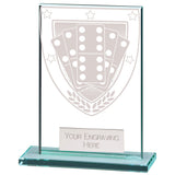 Premium clear glass domino award with frosted domino shield design and free personalised engraving