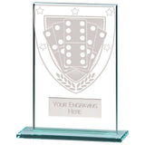 Premium clear glass domino award with frosted domino shield design and free personalised engraving