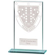 Premium clear glass domino award with frosted domino shield design and free personalised engraving