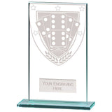 Premium clear glass domino award with frosted domino shield design and free personalised engraving