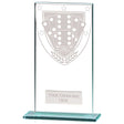 Premium clear glass domino award with frosted domino shield design and free personalised engraving