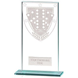 Premium clear glass domino award with frosted domino shield design and free personalised engraving