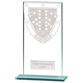 Premium clear glass domino award with frosted domino shield design and free personalised engraving