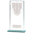 Premium clear glass domino award with frosted domino shield design and free personalised engraving