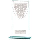 Premium clear glass domino award with frosted domino shield design and free personalised engraving