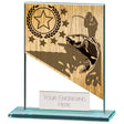 Mustang clear glass fishing award with angler and carp design and free personalised engraving