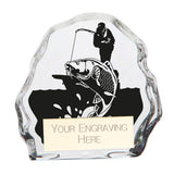 Small Mystique glass fishing award with engraved angler and carp design and free personalised engraving