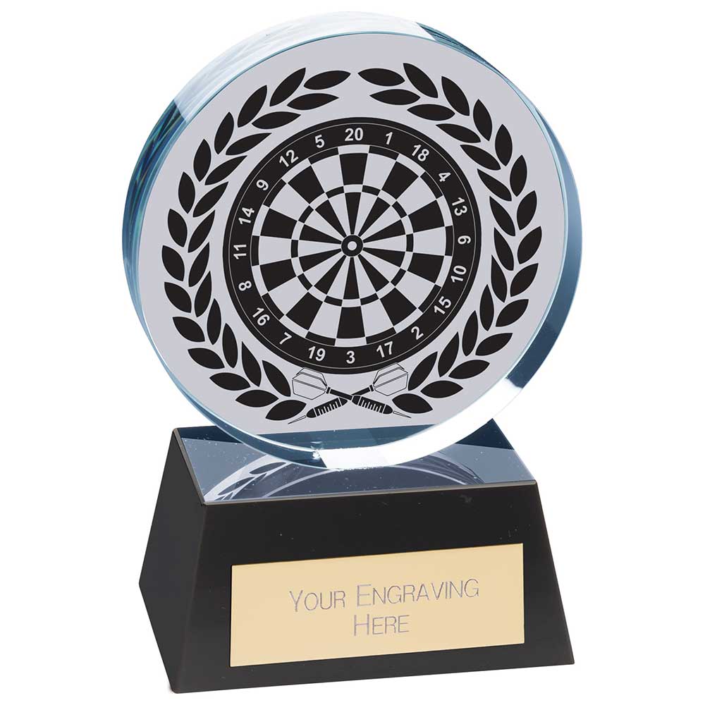 Personalised Emperor Darts Crystal Award 125mm – Black Clear with Free Engraving