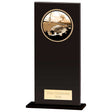 Black glass fishing award with engraved fishing design and free personalised engraving