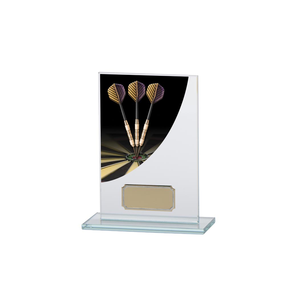 Personalised Colour Curve Darts Jade Glass Award 140mm – Gold & Black with Free Engraving 