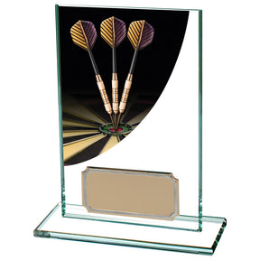 Personalised Colour Curve Darts Jade Glass Award 125mm – Gold & Black with Free Engraving