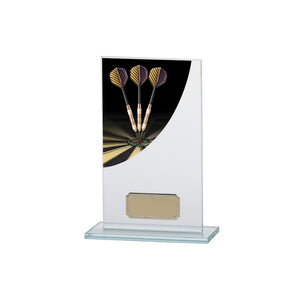 Personalised Colour Curve Darts Jade Glass Award 160mm – Gold & Black with Free Engraving