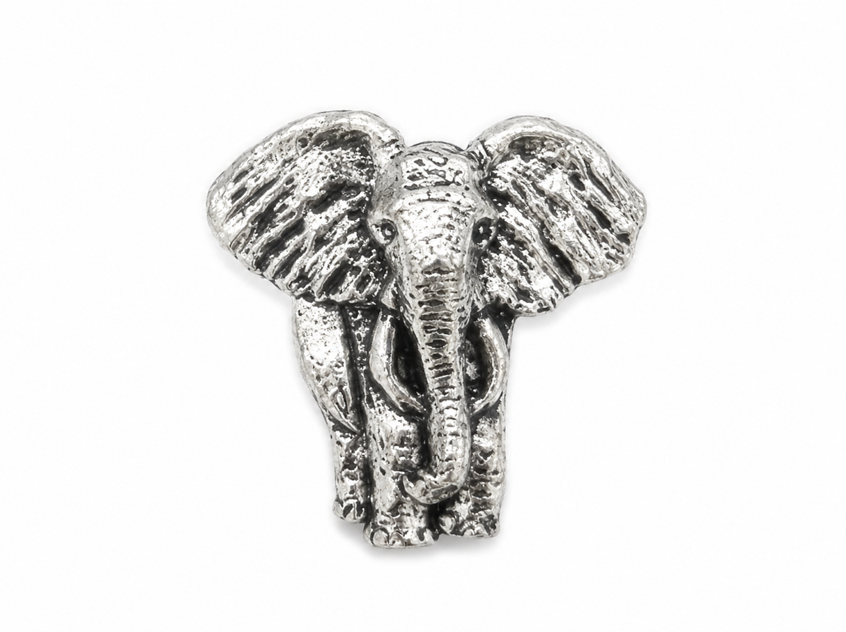 Pewter Elephant Pin Badge – Detailed Animal Lapel Badge Gift 26mm x 28mm