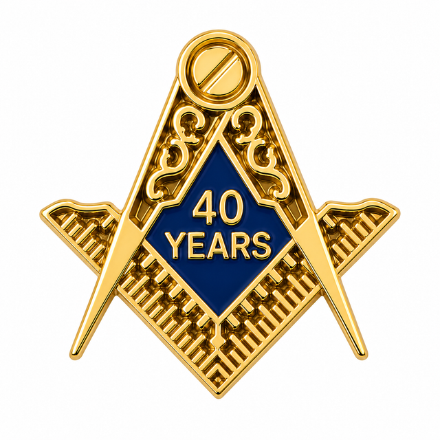 Freemasons Masonic 40 Years A Mason Enamel Lapel Pin Badge – 15mm x 15mm