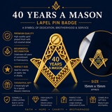 Freemasons Masonic 40 Years A Mason Enamel Lapel Pin Badge – 15mm x 15mm