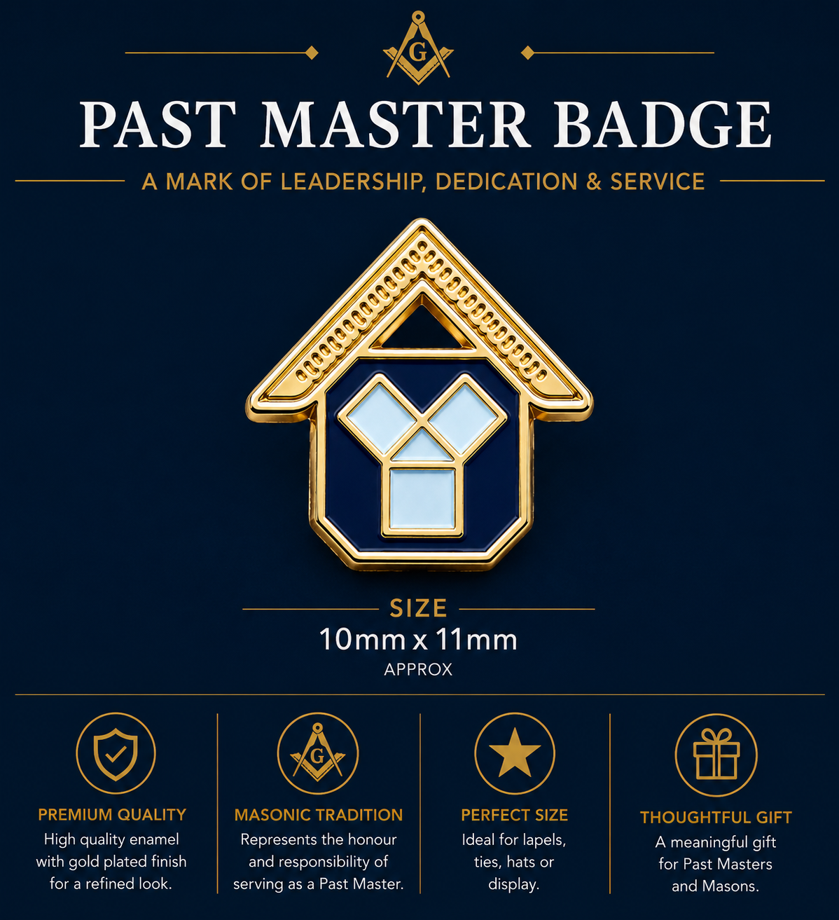 Freemasons Masonic Past Master Enamel Lapel Pin Badge – 10mm x 11mm