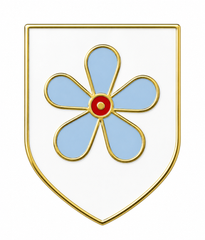 Forget Me Not on Shield Freemasons Masonic Lapel Pin Badge – 18mm x 15mm