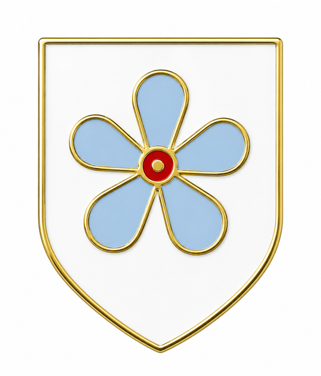 Forget Me Not on Shield Freemasons Masonic Lapel Pin Badge – 18mm x 15mm