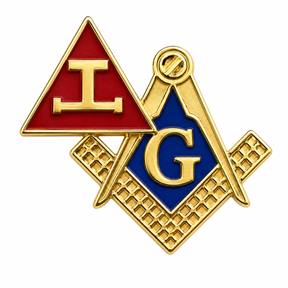 Masonic Royal Arch Triple Tau Square & Compasses Enamel Pin Badge