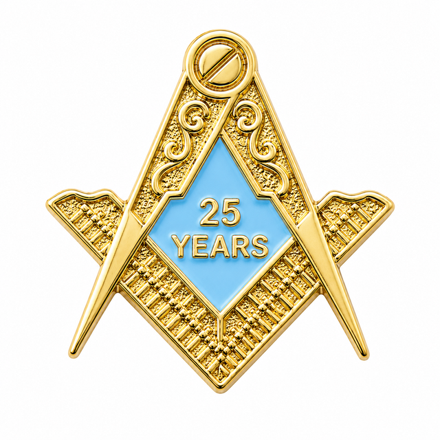 Masonic 25 Years Service Lapel Pin Badge